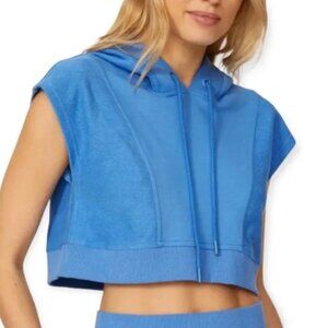 Hervé By Hervé Léger Blue Sleeveless Cropped Hoodie S